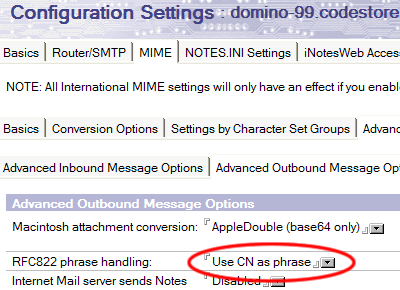 Domino RFC822 Setting