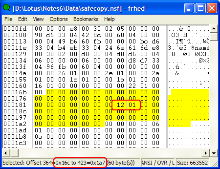 NSF file open in HEX mode