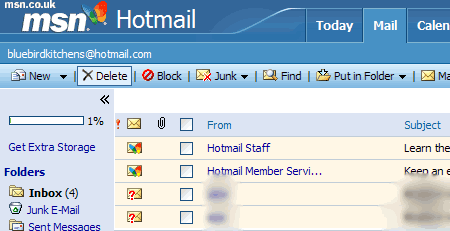 Hotmail screenshot